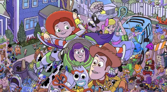 reto visual: encuentra a Benson en postal de Toy Story