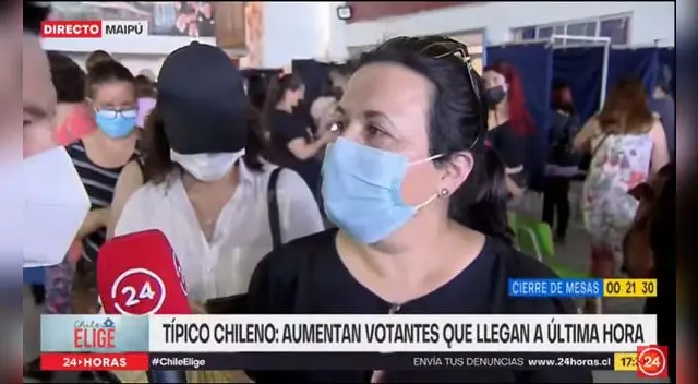 En Chile, la noticia del momento en las elecciones es la presencia de las largas filas a última hora. Foto: captura de 24 Horas En Chile, la noticia del momento en las elecciones es la presencia de las largas filas a última hora. Foto: captura de 24 Horas