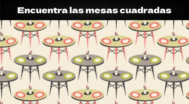 Reto visual difícil: Halla las mesas cuadradas en 10 segundos Reto visual difícil: Halla las mesas cuadradas en 10 segundos