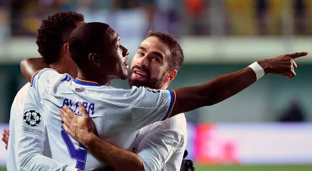 Alaba celebra su primer gol ante Sheriff