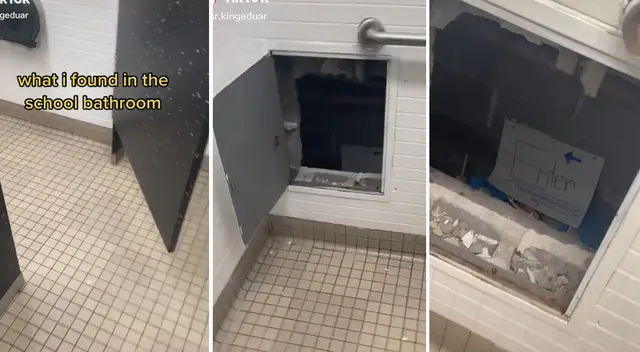 Alumno descubre un pasaje oculto en el baño y video causa furor en TikTok Alumno descubre un pasaje oculto en el baño y video causa furor en TikTok