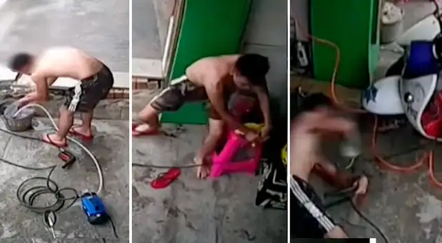 Hombre salva su propia vida tras escapar de fuerte descarga eléctrica - VIDEO Hombre salva su propia vida tras escapar de fuerte descarga eléctrica - VIDEO