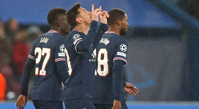 Messi celebra su gol marcado ante Brujas por Champions League