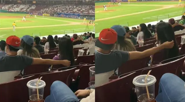 Joven es captado acariciando el cabello a mujer de al lado de la que sería su novia Joven es captado acariciando el cabello a mujer de al lado de la que sería su novia