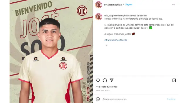 UTC presentó a José Soto como nuevo refuerzo para el 2022. (Foto: Captura)   