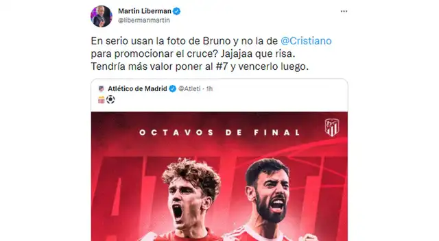 Martín Liberman se burló de la publicación del Atlético de Madrid. (Foto: Captura) Martín Liberman se burló de la publicación del Atlético de Madrid. (Foto: Captura)