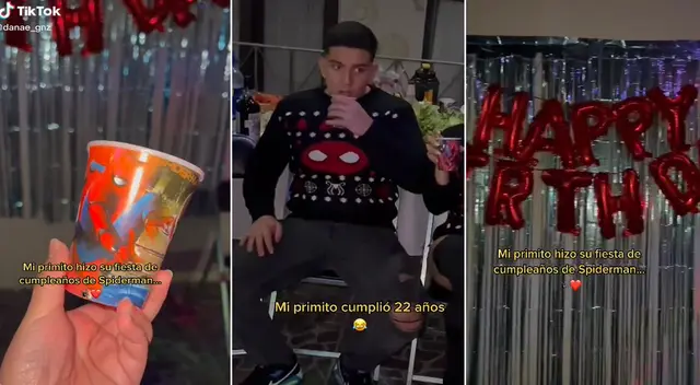 Joven asiste a la fiesta de su primito y este prepara una temática de Spider-Man Joven asiste a la fiesta de su primito y este prepara una temática de Spider-Man