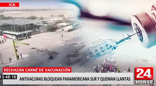Ica: antivacunas bloquean pistas tras exigencia de carnet de vacunación - VIDEO Ica: antivacunas bloquean pistas tras exigencia de carnet de vacunación - VIDEO