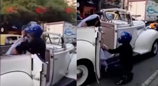 Viral: sujeto intentó evitar que su exnovia se casará en plena avenida - VIDEO