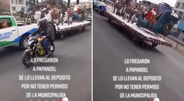Papá Noel fue llevado al depósito con todo y renos Papá Noel fue llevado al depósito con todo y renos