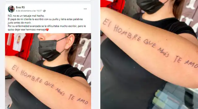 Joven se tatuó la última frase que su padre le dedicó en vida: