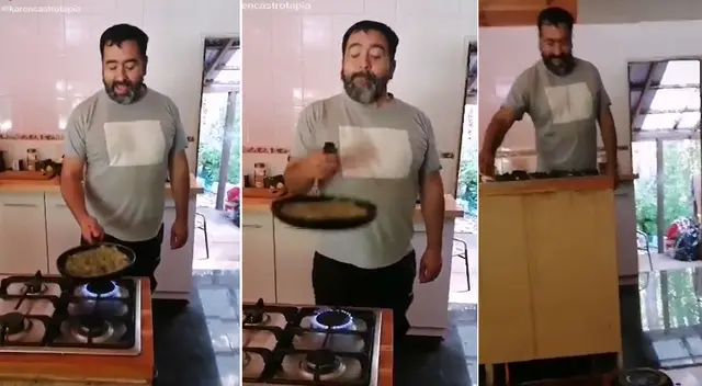 Joven quiso lucirse dando vuelta a una tortilla, pero todo acabó mal Joven quiso lucirse dando vuelta a una tortilla, pero todo acabó mal