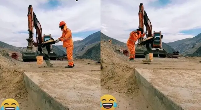 TikTok: trabajador sorprende con pasos de huayno durante construcción y es viral