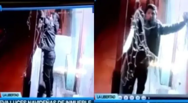Viral: sujeto es captado robando luces de Navidad en hostal - VIDEO