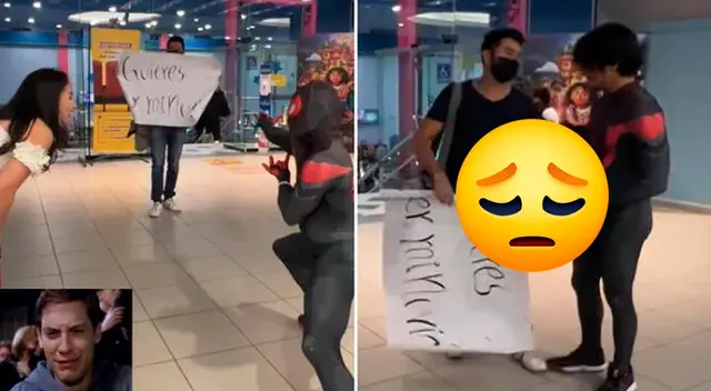 Joven vestido de spider Man fue rechazado por su mejor amiga