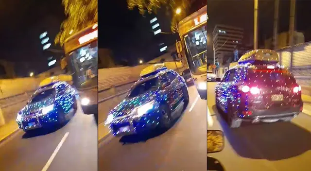 Conductor decora su carro con luces navideñas y sorprende a transeúntes en Lima