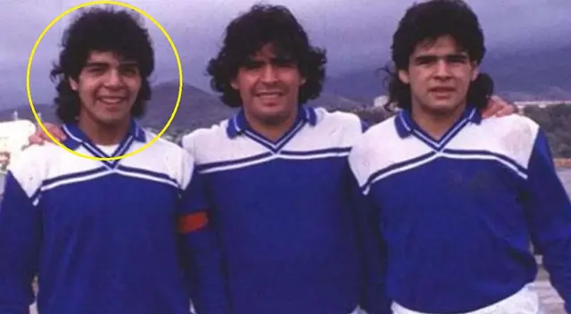 'Lalo' Maradona junto a sus hermanos Diego y Hugo, ambos ya fallecidos 'Lalo' Maradona junto a sus hermanos Diego y Hugo, ambos ya fallecidos