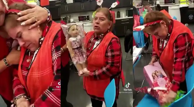 Mujer lloró luego de que le regalaran muñeca que nunca tuvo en su vida