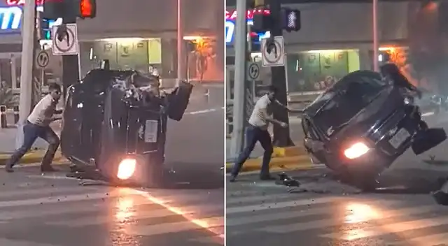 Hombre es catalogado como Superman tras lograr voltear fácilmente su carro Hombre es catalogado como Superman tras lograr voltear fácilmente su carro
