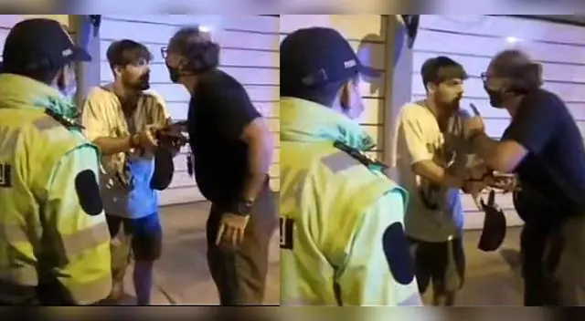 Padre lanza tremenda cachetada a hijo por ponerse malcriano con sereno en Miraflores