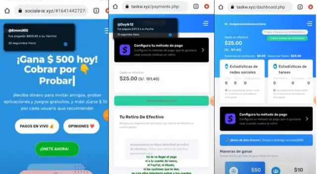 Viral: usuario reporta estafa piramidal en página que ofrece 25 dólares en redes