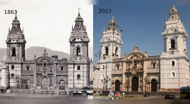 Mira cómo lucía la Catedral de Lima, en 1863 y cómo luce HOY Mira cómo lucía la Catedral de Lima, en 1863 y cómo luce HOY