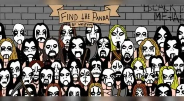 ¿Logras ver al panda camuflado entre metaleros? ¿Logras ver al panda camuflado entre metaleros?