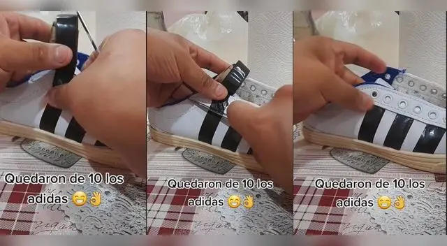 Ingenioso joven transforma sus zapatillas en unas Adidas: Ingenioso joven transforma sus zapatillas en unas Adidas: