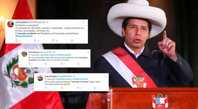 Usuarios critican a Pedro Castillo tras mensaje a la Nación: Usuarios critican a Pedro Castillo tras mensaje a la Nación: