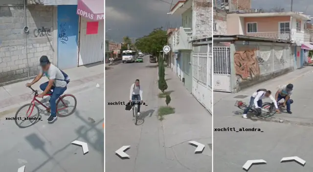 Dos jóvenes en bicicleta se chocan y divertido momento es registrado por Google Maps Dos jóvenes en bicicleta se chocan y divertido momento es registrado por Google Maps
