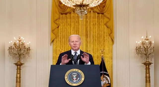 Joe Biden ofreció un discurso sobre la crisis en Ucrania en la Casa Blanca. Foto: EFE