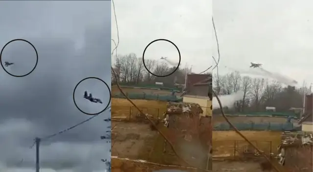 Ciudadanos registran enfrentamiento entre avión ucraniano y ruso - VIDEO