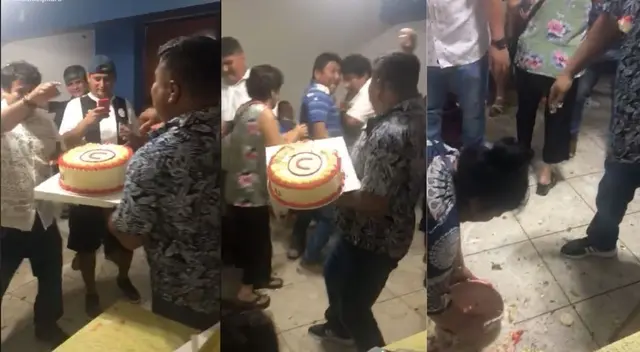 Sujeto celebraba con torta de la 'U', pero terminó destrozándola en segundos - VIDEO Sujeto celebraba con torta de la 'U', pero terminó destrozándola en segundos - VIDEO