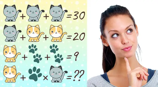 Reto visual: completa la ecuación final sobre gatos; 30 segundos es el récord a superar Reto visual: completa la ecuación final sobre gatos; 30 segundos es el récord a superar