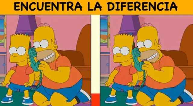 ¡Solo hay una diferencia! Hállala en la imagen de Bart y Homero Simpson ¡Solo hay una diferencia! Hállala en la imagen de Bart y Homero Simpson