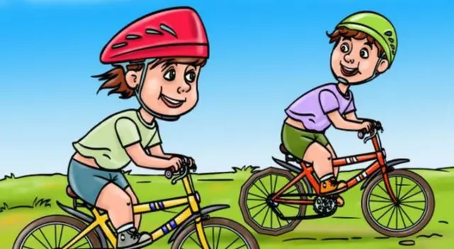 ¿Logras ubica el error en la imagen de los niños en la bicicleta? Resuelve este acertijo visual