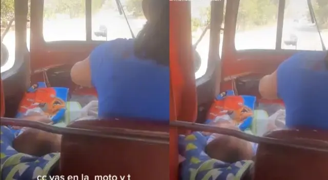 Madre lleva a su hijo recién nacido en su mototaxi para poder trabajar - VIDEO Madre lleva a su hijo recién nacido en su mototaxi para poder trabajar - VIDEO