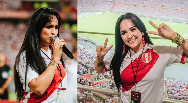 Daniela Darcourt tras entonar el himno en el Estadio: