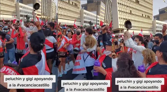 'Peluchin' y Gigi asistieron a marcha en el centro de Lima con ollas - VIDEO 'Peluchin' y Gigi asistieron a marcha en el centro de Lima con ollas - VIDEO