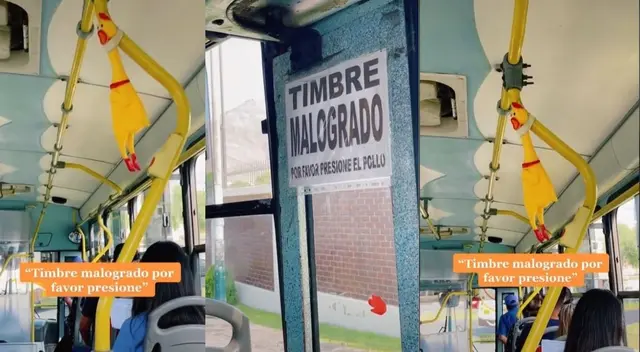 Conductor coloca pollo de hule como timbre en su micro: