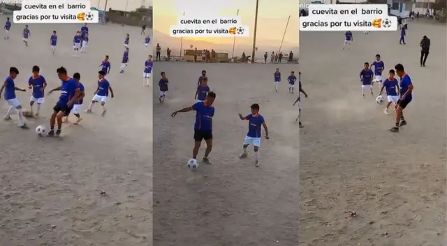Christian Cueva fue captado jugando con niños en cancha de tierra - VIDEO Christian Cueva fue captado jugando con niños en cancha de tierra - VIDEO