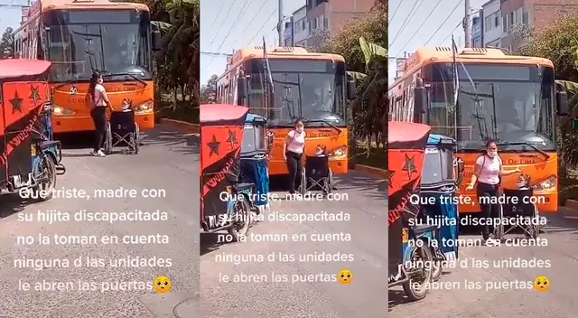 Madre pide que bus le permita subir a su hija en silla de ruedas por lleva esperando más de 1 hora.