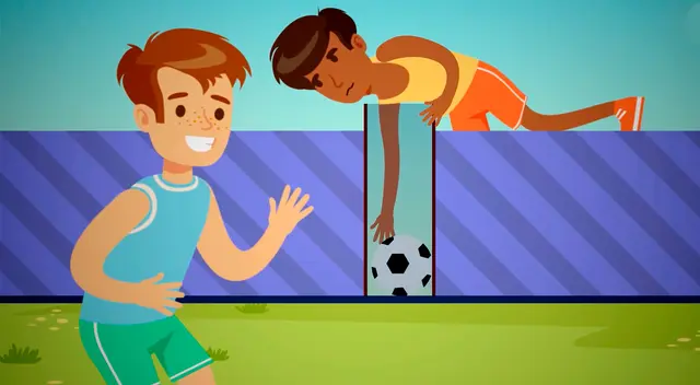 ¿Cómo pueden sacar su pelota de fútbol estos niños? ¿Cómo pueden sacar su pelota de fútbol estos niños?