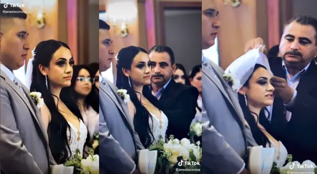 Tiktok: Padre tiene divertida reacción al colocar mal el velo de su hija Tiktok: Padre tiene divertida reacción al colocar mal el velo de su hija