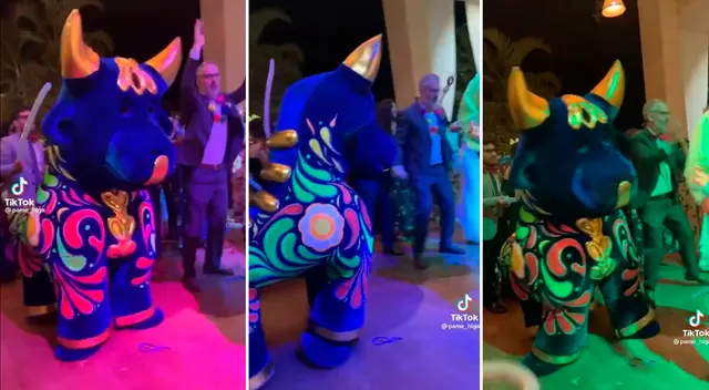 Torito de Pucará se robó el show en una boda. Torito de Pucará se robó el show en una boda.