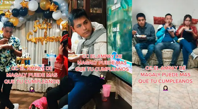 "Cuando el ampay de Magaly puede más que tu cumpleaños", se lee en el video viral. "Cuando el ampay de Magaly puede más que tu cumpleaños", se lee en el video viral.