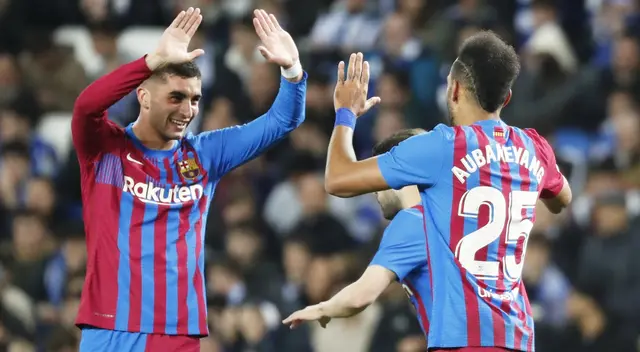 Aubameyang anotó el primero del Barcelona sobre Real Sociedad