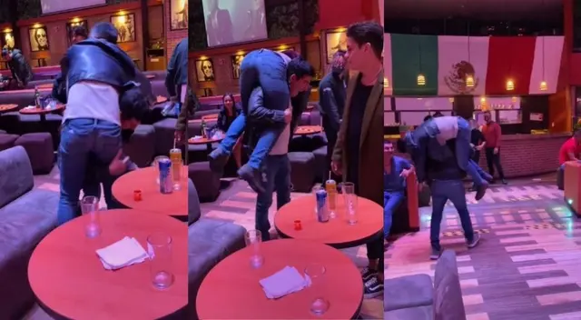 ¡Hasta las últimas! Joven ayudó a su amigo en estado de ebriedad cargándolo en su espalda