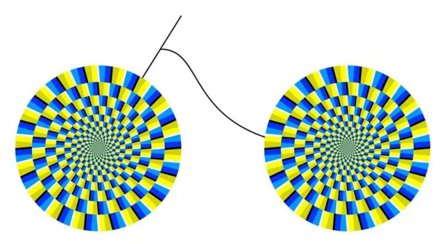 Ilusión óptica, imagen completa, bicicleta.
