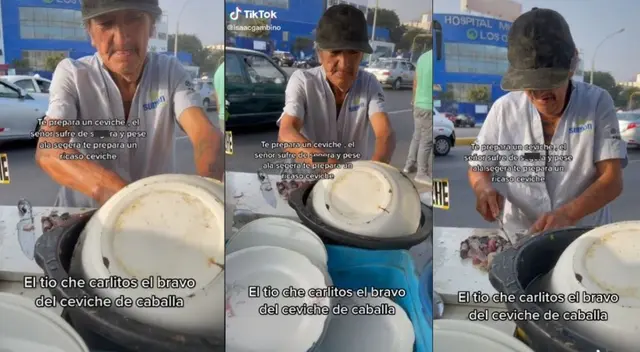 Adulto mayor que sufre de ceguera es captado trabajando vendiendo ceviche - VIDEO